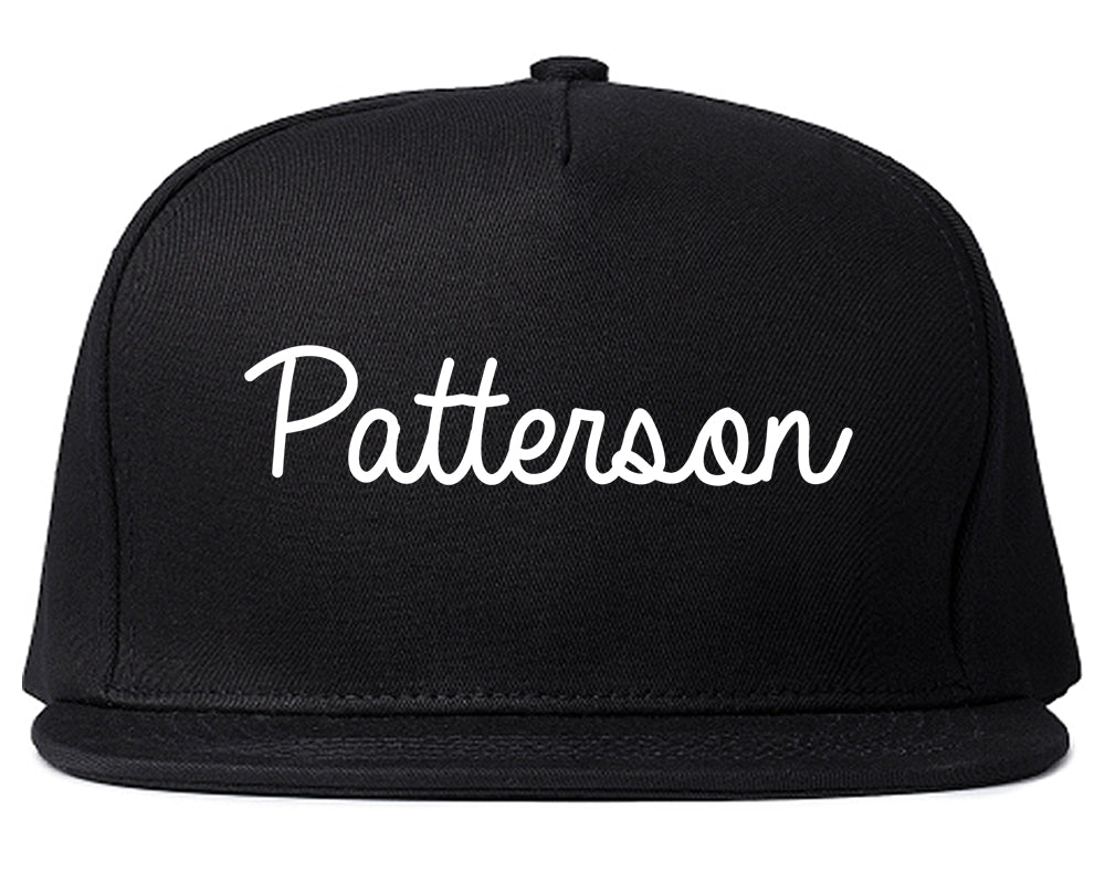 Patterson California CA Script Mens Snapback Hat Black