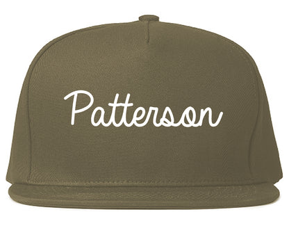 Patterson California CA Script Mens Snapback Hat Grey