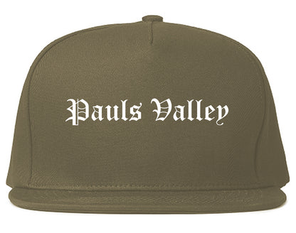 Pauls Valley Oklahoma OK Old English Mens Snapback Hat Grey