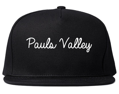 Pauls Valley Oklahoma OK Script Mens Snapback Hat Black