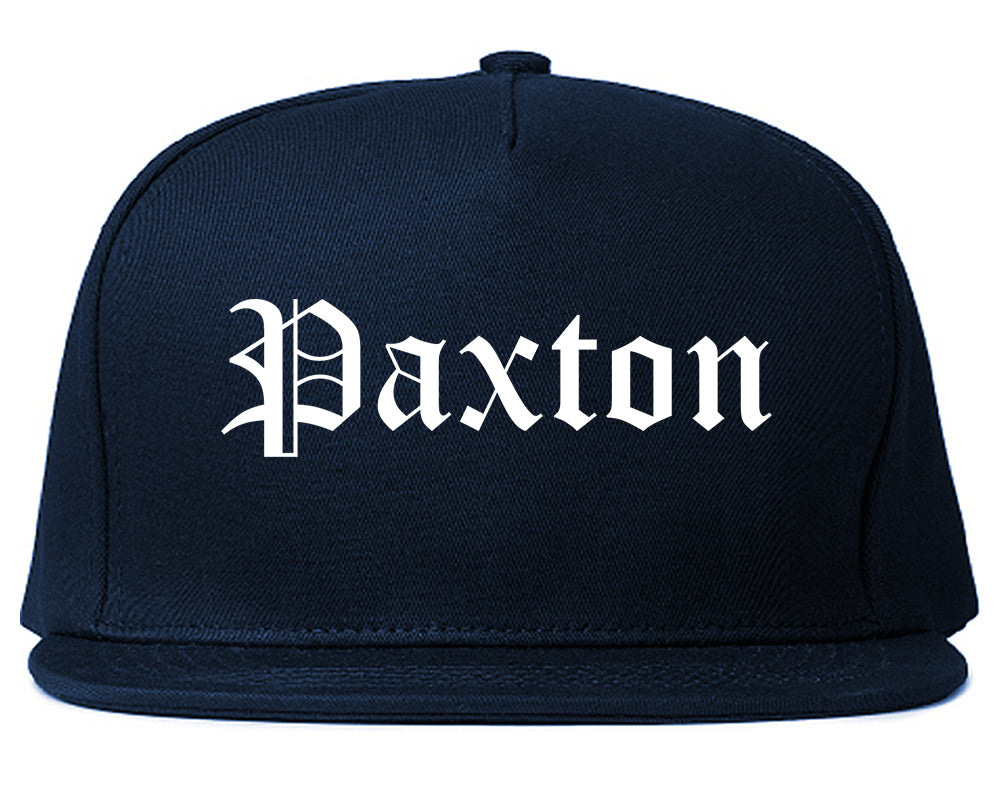 Paxton Illinois IL Old English Mens Snapback Hat Navy Blue