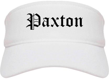 Paxton Illinois IL Old English Mens Visor Cap Hat White