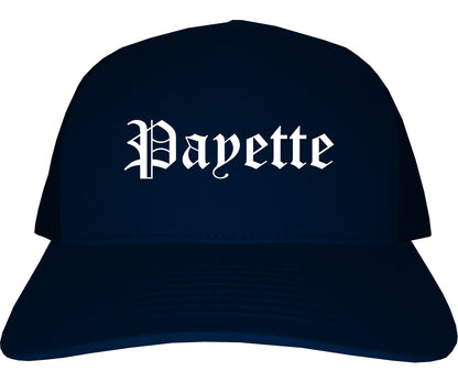 Payette Idaho ID Old English Mens Trucker Hat Cap Navy Blue