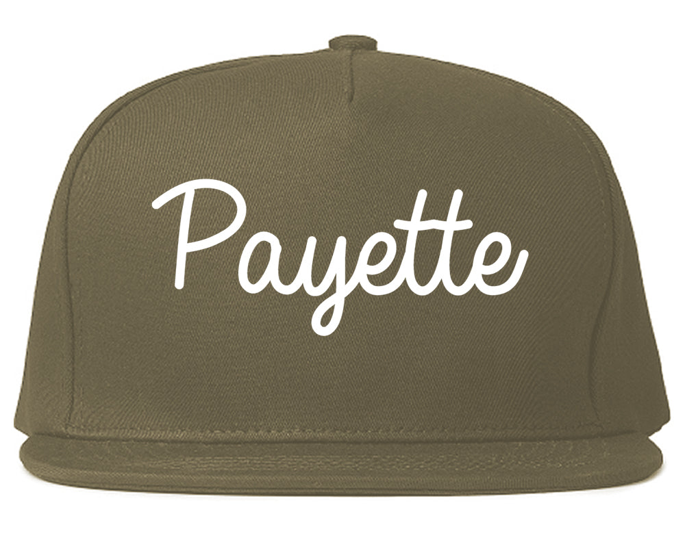 Payette Idaho ID Script Mens Snapback Hat Grey