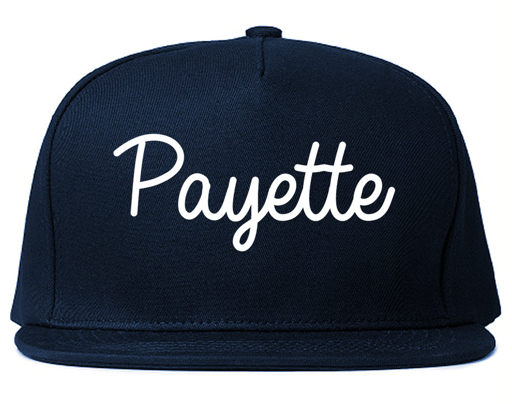 Payette Idaho ID Script Mens Snapback Hat Navy Blue