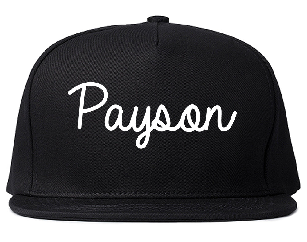 Payson Utah UT Script Mens Snapback Hat Black