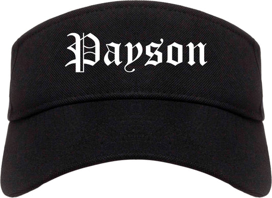 Payson Utah UT Old English Mens Visor Cap Hat Black