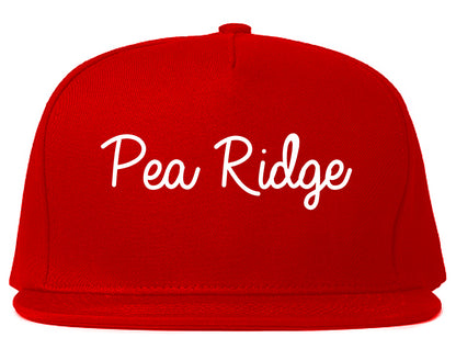 Pea Ridge Arkansas AR Script Mens Snapback Hat Red