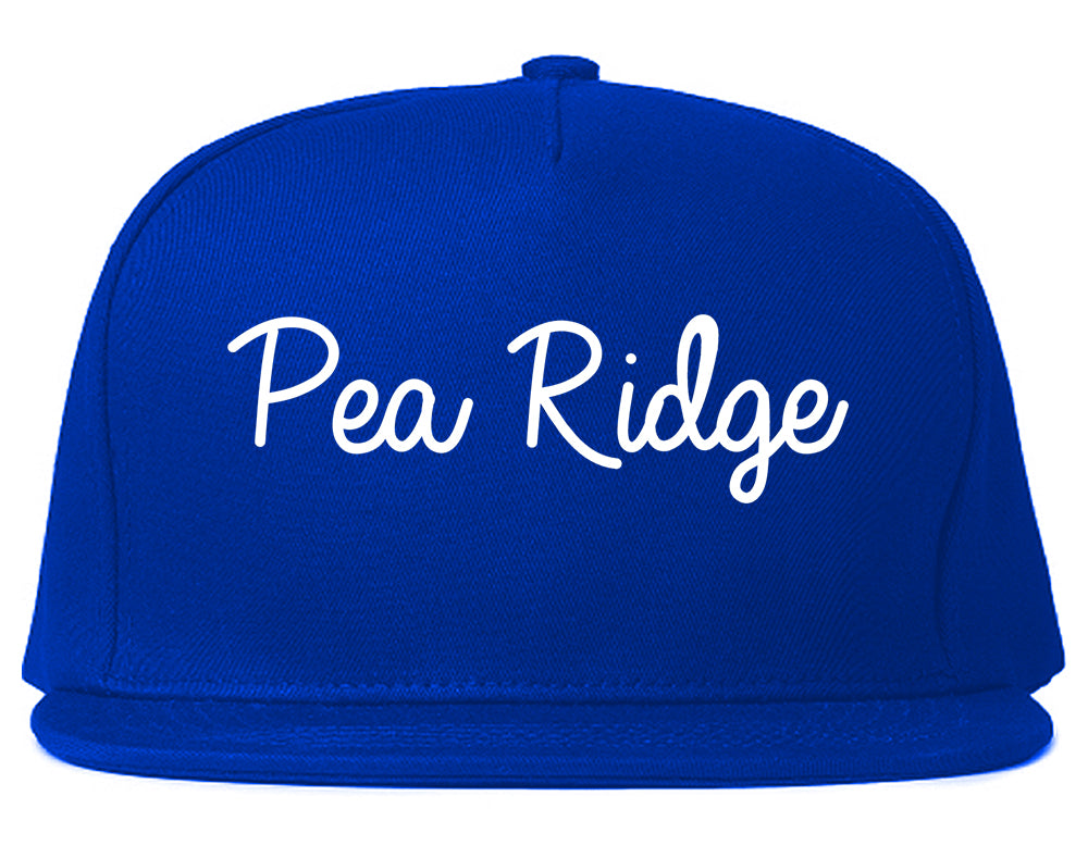 Pea Ridge Arkansas AR Script Mens Snapback Hat Royal Blue