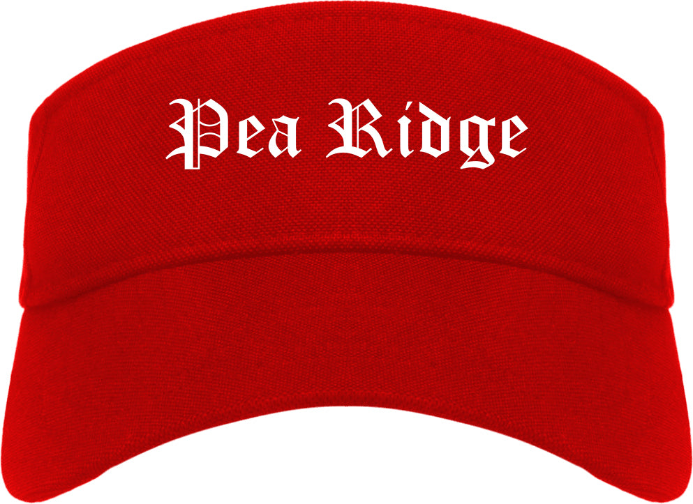 Pea Ridge Arkansas AR Old English Mens Visor Cap Hat Red