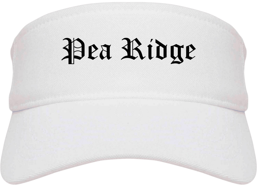 Pea Ridge Arkansas AR Old English Mens Visor Cap Hat White