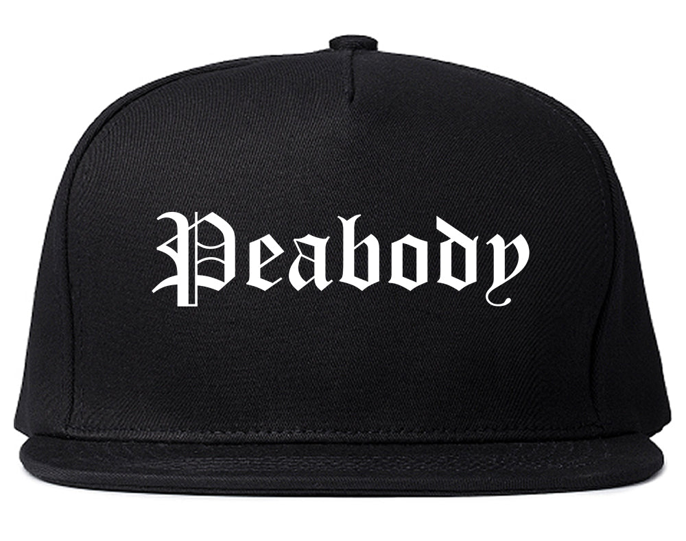 Peabody Massachusetts MA Old English Mens Snapback Hat Black