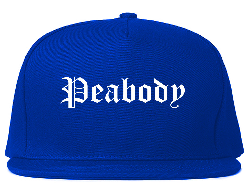 Peabody Massachusetts MA Old English Mens Snapback Hat Royal Blue