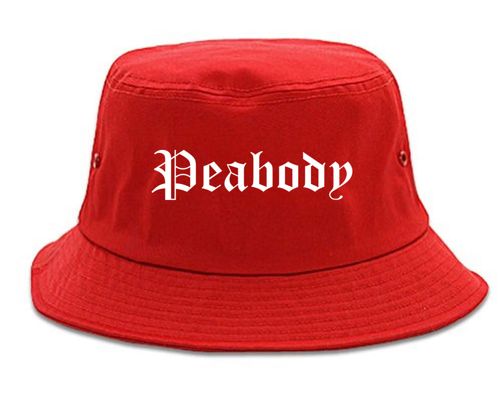 Peabody Massachusetts MA Old English Mens Bucket Hat Red