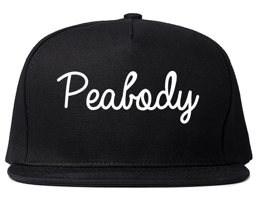 Peabody Massachusetts MA Script Mens Snapback Hat Black