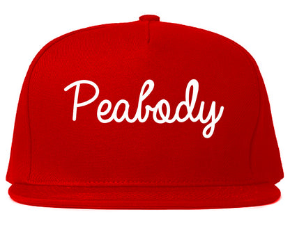 Peabody Massachusetts MA Script Mens Snapback Hat Red