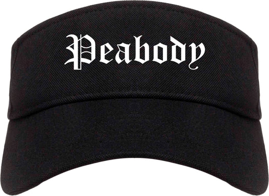 Peabody Massachusetts MA Old English Mens Visor Cap Hat Black