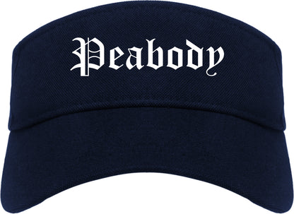 Peabody Massachusetts MA Old English Mens Visor Cap Hat Navy Blue