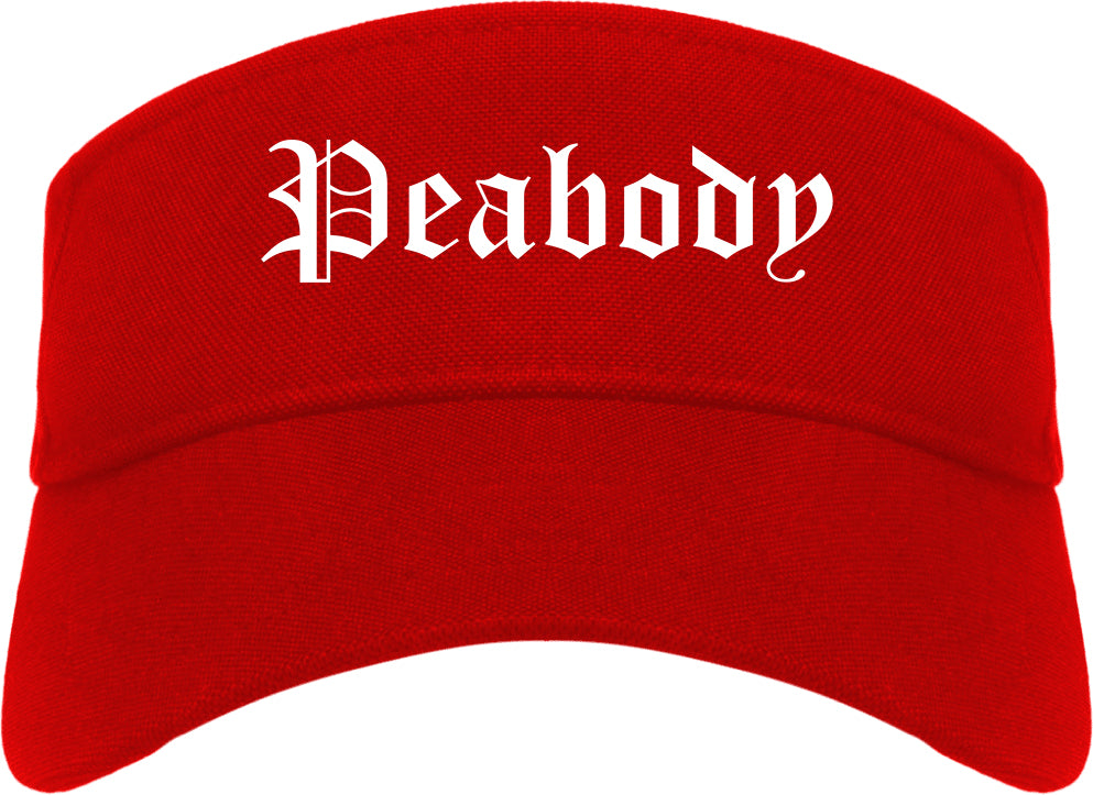 Peabody Massachusetts MA Old English Mens Visor Cap Hat Red