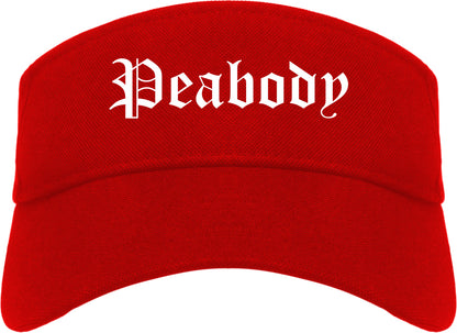 Peabody Massachusetts MA Old English Mens Visor Cap Hat Red