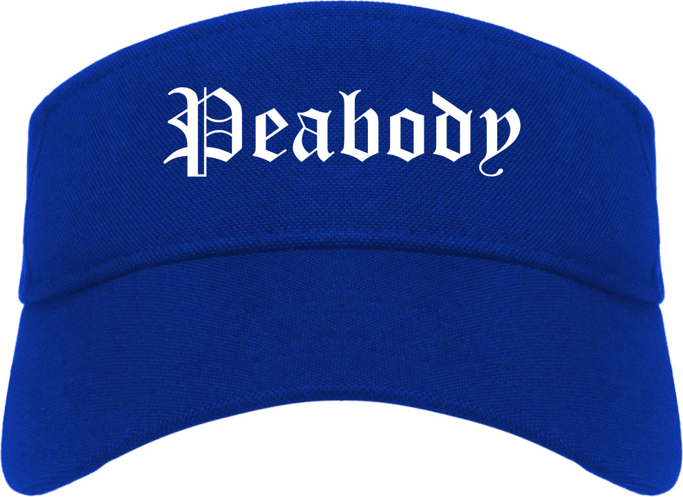 Peabody Massachusetts MA Old English Mens Visor Cap Hat Royal Blue