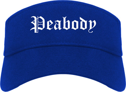 Peabody Massachusetts MA Old English Mens Visor Cap Hat Royal Blue