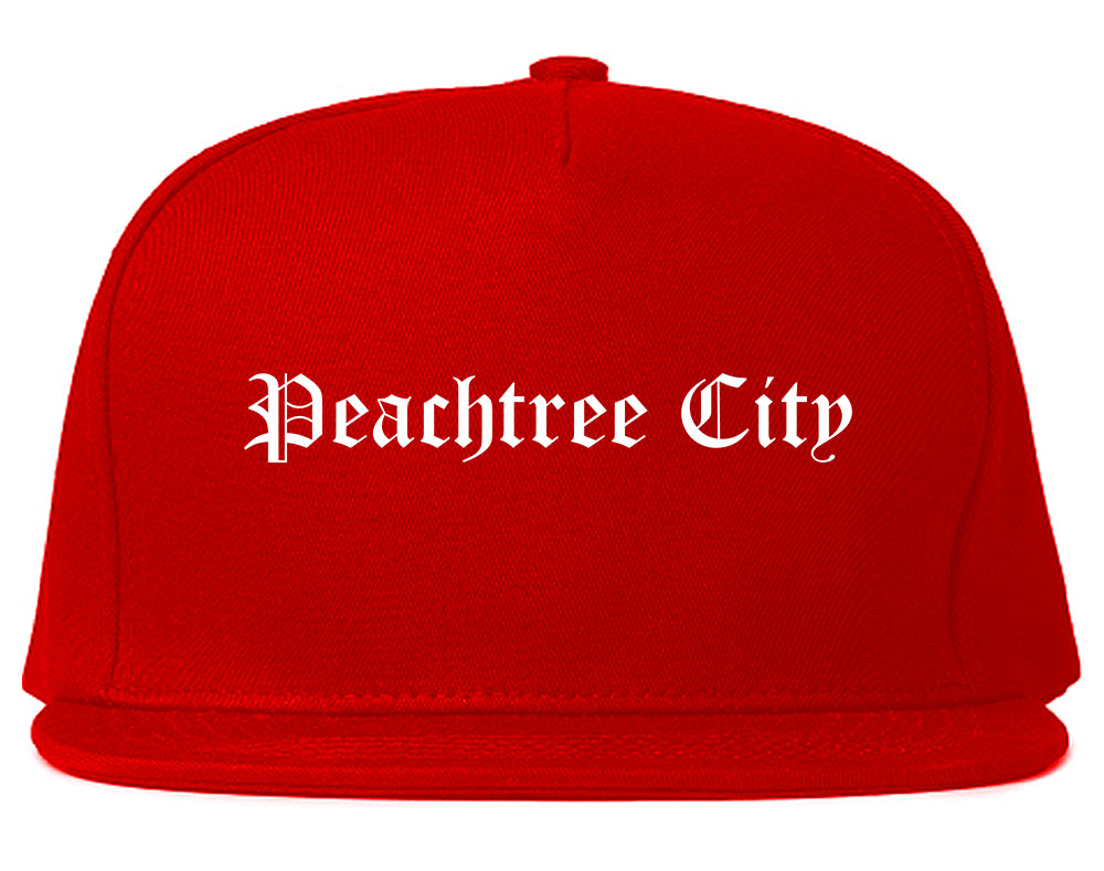 Peachtree City Georgia GA Old English Mens Snapback Hat Red