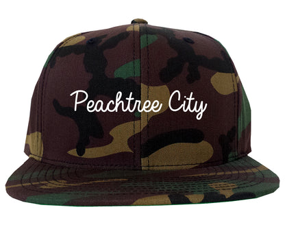 Peachtree City Georgia GA Script Mens Snapback Hat Army Camo