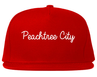 Peachtree City Georgia GA Script Mens Snapback Hat Red