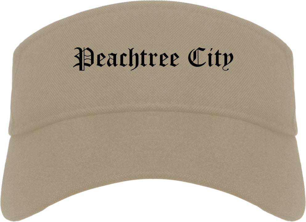 Peachtree City Georgia GA Old English Mens Visor Cap Hat Khaki
