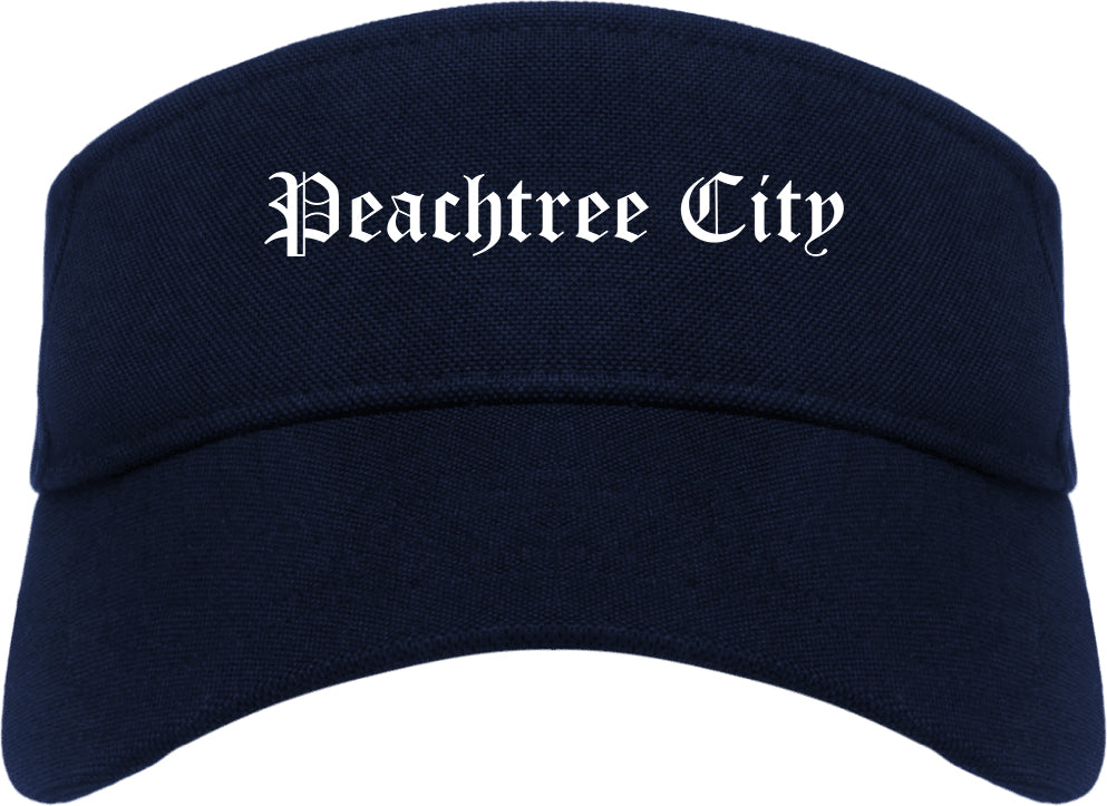Peachtree City Georgia GA Old English Mens Visor Cap Hat Navy Blue