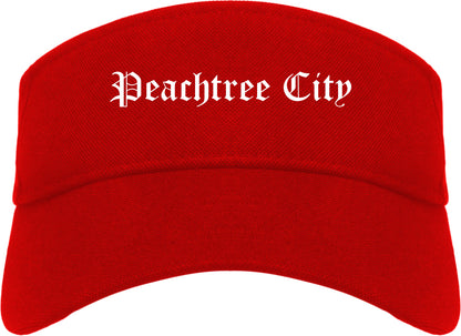Peachtree City Georgia GA Old English Mens Visor Cap Hat Red