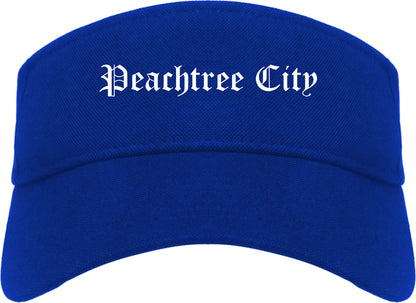 Peachtree City Georgia GA Old English Mens Visor Cap Hat Royal Blue