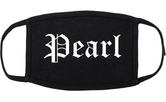Pearl Mississippi MS Old English Cotton Face Mask Black