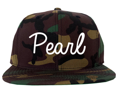 Pearl Mississippi MS Script Mens Snapback Hat Army Camo