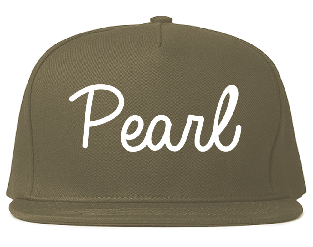 Pearl Mississippi MS Script Mens Snapback Hat Grey