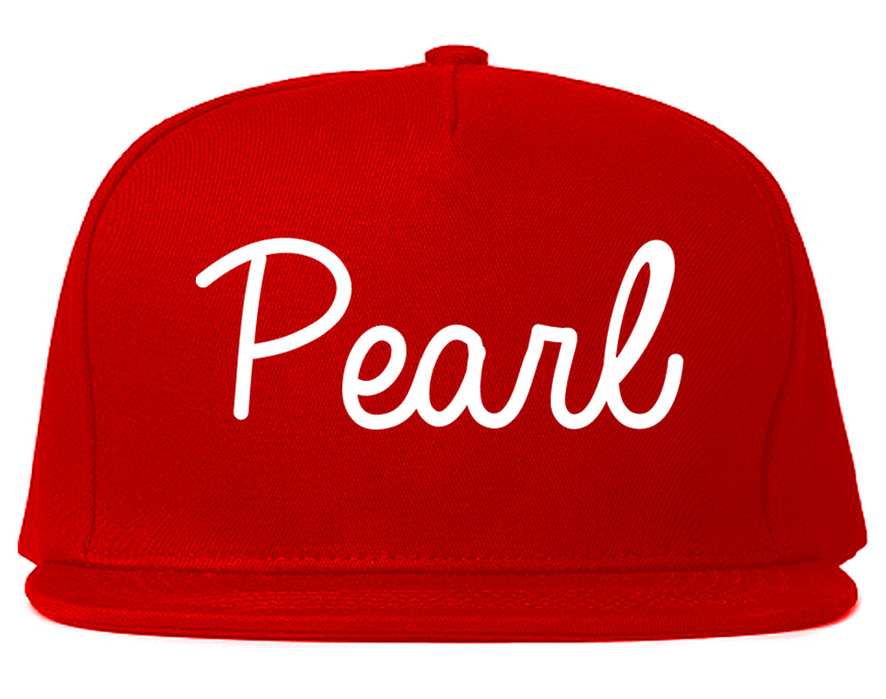 Pearl Mississippi MS Script Mens Snapback Hat Red