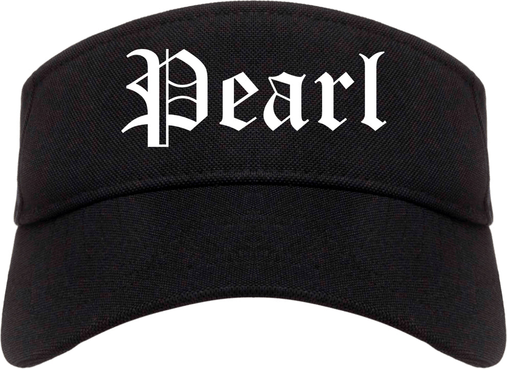 Pearl Mississippi MS Old English Mens Visor Cap Hat Black