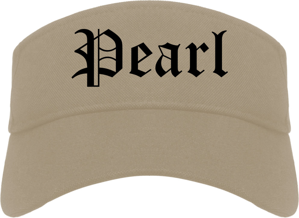 Pearl Mississippi MS Old English Mens Visor Cap Hat Khaki