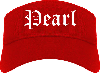 Pearl Mississippi MS Old English Mens Visor Cap Hat Red