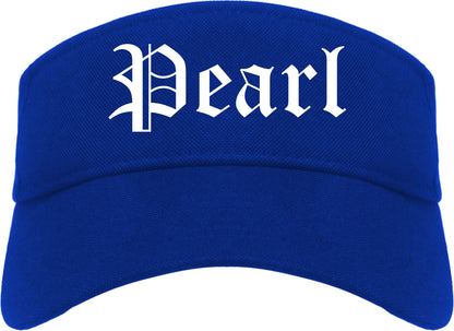 Pearl Mississippi MS Old English Mens Visor Cap Hat Royal Blue