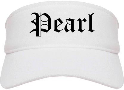 Pearl Mississippi MS Old English Mens Visor Cap Hat White