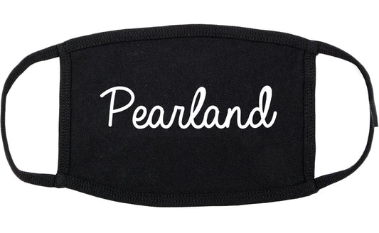 Pearland Texas TX Script Cotton Face Mask Black