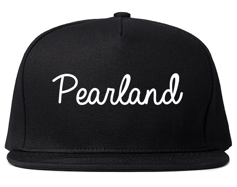 Pearland Texas TX Script Mens Snapback Hat Black