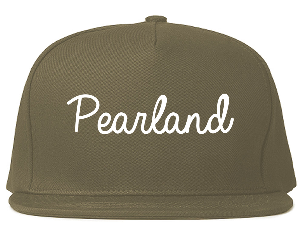 Pearland Texas TX Script Mens Snapback Hat Grey