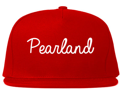 Pearland Texas TX Script Mens Snapback Hat Red