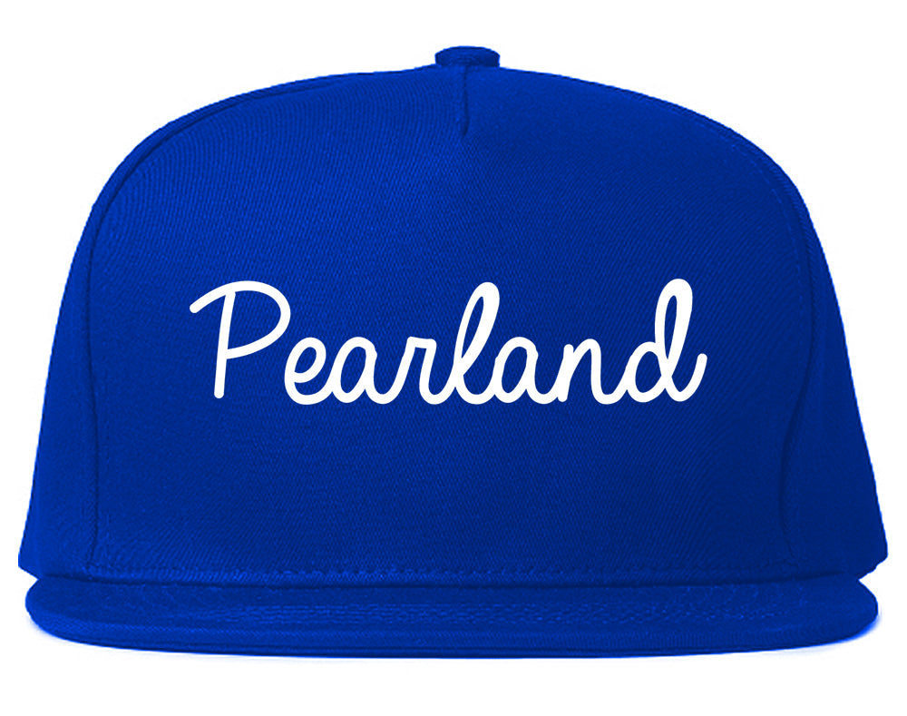 Pearland Texas TX Script Mens Snapback Hat Royal Blue