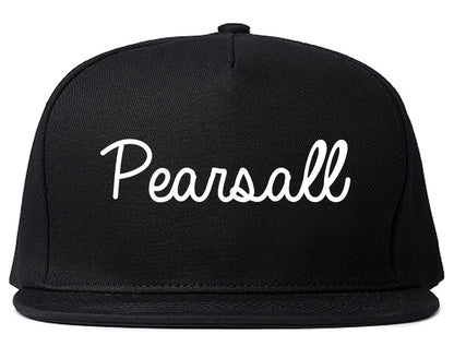 Pearsall Texas TX Script Mens Snapback Hat Black