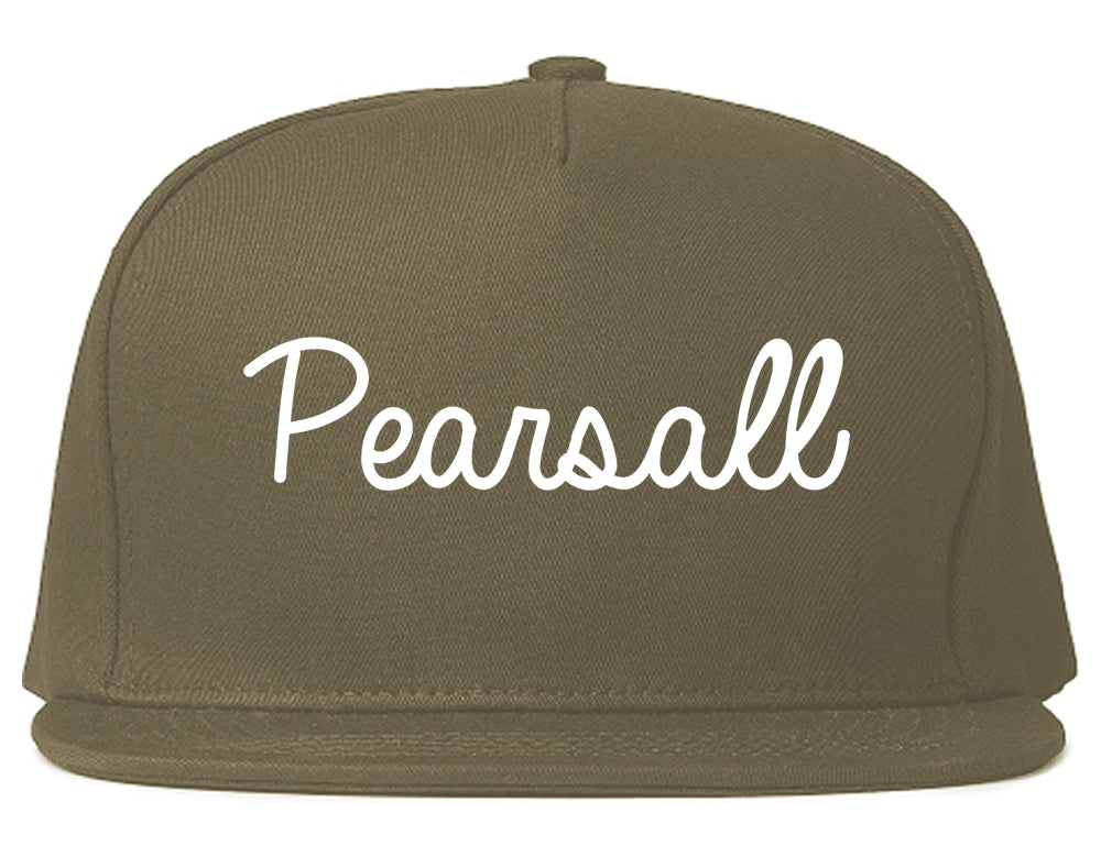 Pearsall Texas TX Script Mens Snapback Hat Grey