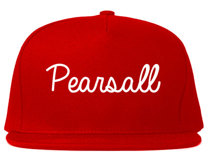 Pearsall Texas TX Script Mens Snapback Hat Red